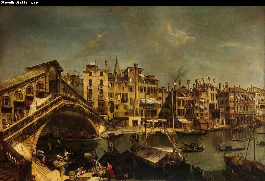 Workshop of Michele Marieschi The Rialto Bridge from the Riva del Vin